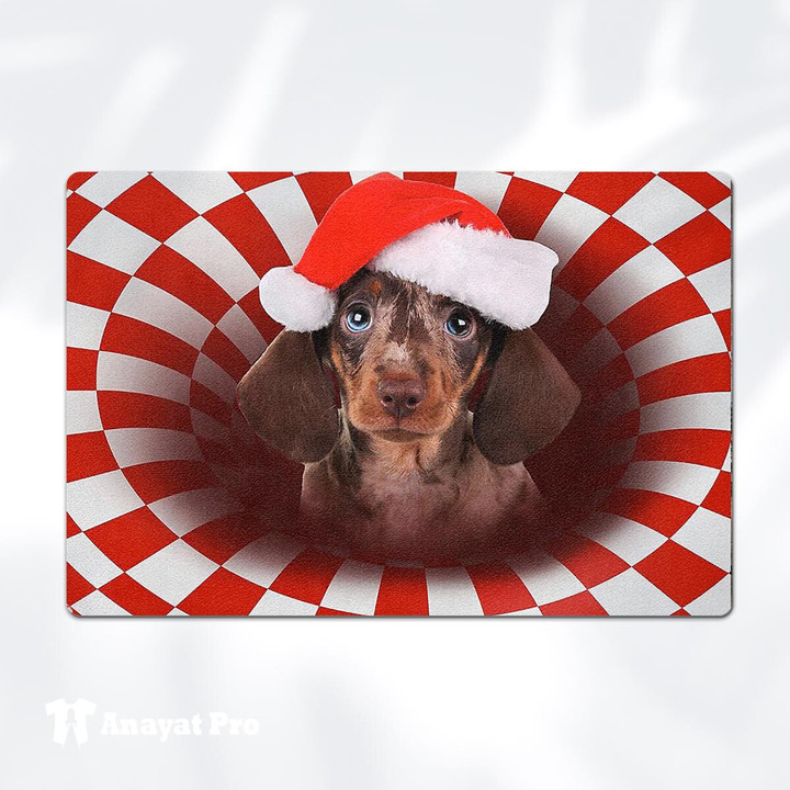 Doormat-Dachshund Christmas Red 2