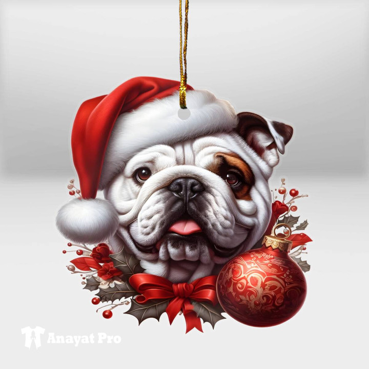 Ornament-Christmas Santa English Bulldog