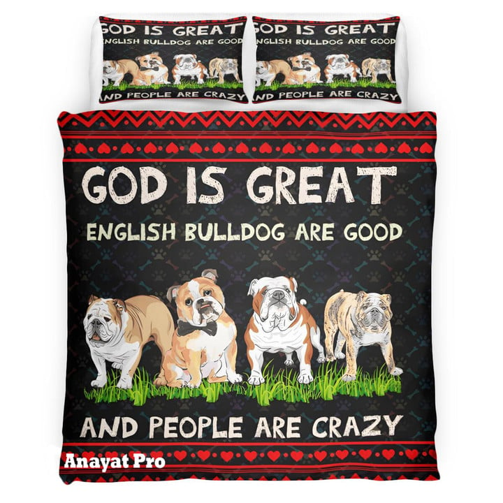 Bedding Set-Unleash Your Sleep with Bulldog Greatness: Shop our God is Great Bedding Set Collection Today!