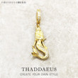 925 Sterling Silver Charm Pendant Golden Mermaid Europe Ocean Jewelry Style