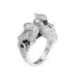 925 Sterling Silver High Carbon Diamond Parrot Double Headed Love Bird Women's Ring Jewelry