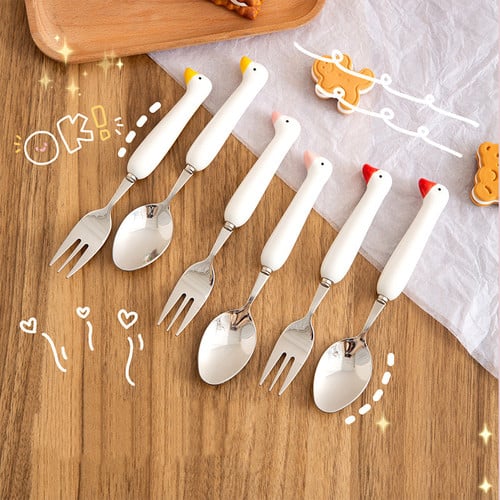Kawaii Duck Spoon Fork Cutlery Set For Kids