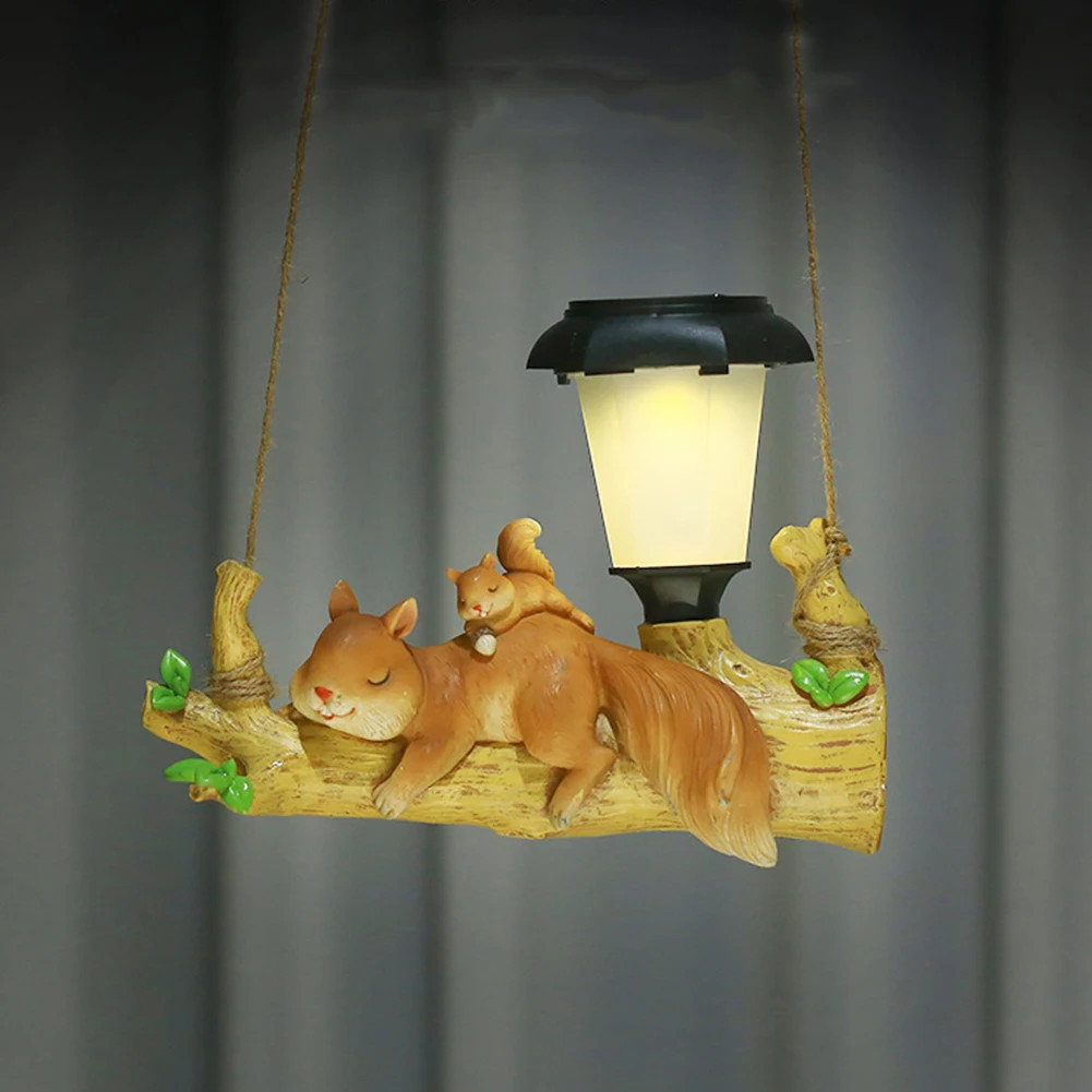 Squirrel Sloth Solar Decorative Lamp Cartoon Animal Statue LED Porch L ...
