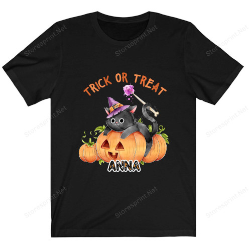 Personalized Halloween Cat Trick or Treat Shirt, Halloween Shirt PHK1508205