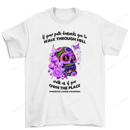 Sugar Skull Pancreatic Cancer Awareness Shirt, Pancreatic Cancer Awareness Shirt PHK1908202