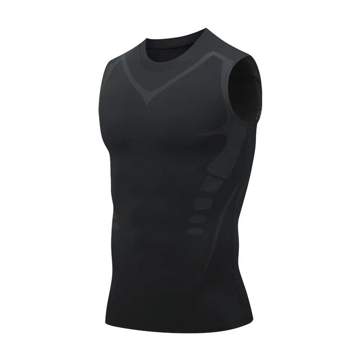 Men's Ionic Shaping Vest Ice-Silk Slimming Vest Body Shaper Compression T-Shirts Tank Top Tummy Control Quick-dry Fitness Shirts