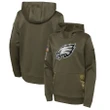 Eagles 2022 Salute to Service Performance Pullover Hoodie - Olive - All Printed