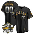 Houston Astros 2022 World Series Black Gold Custom Name And Number Jersey - All Stitched