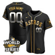 Houston Astros 2022 World Series Black Gold Custom Name And Number Jersey - All Stitched