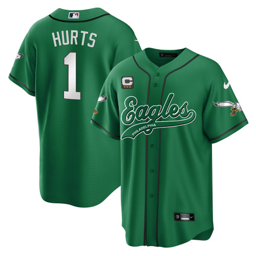 Men's Eagles Kelly Green Baseball Jersey - All Stitched