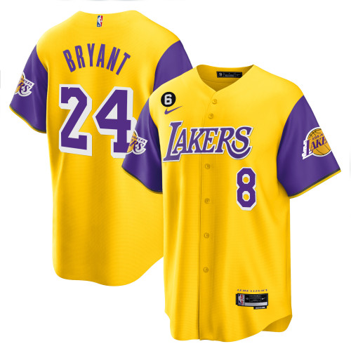 Men's Los Angeles Lakers Color Sleeves Baseball Jersey - All Stitched