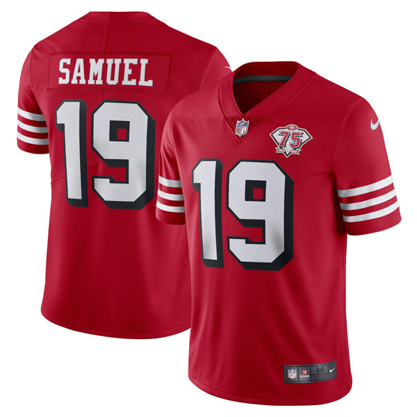 San Francisco 49ers 75th Anniversary Throwback Scarlet Jersey – All Stitched