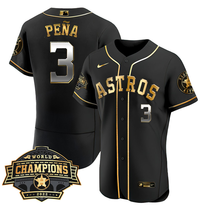 Youth's Houston Astros 2022 World Series Champions Patch Limited Jersey - All Stitched