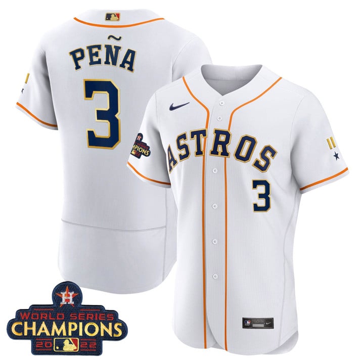Houston Astros World Series Champion 2022 White Gold Trim Jersey - All Stitched