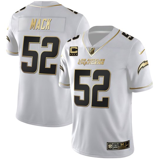 Women's Los Angeles Chargers White Gold & Black Gold Jersey - All Stitched