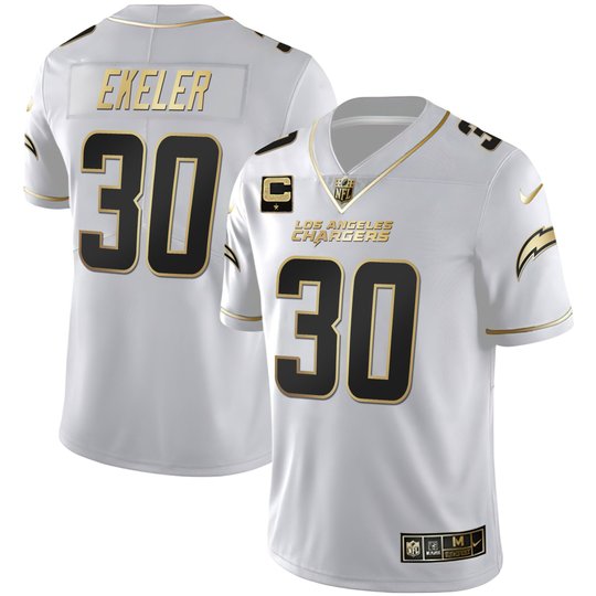 Women's Los Angeles Chargers White Gold & Black Gold Jersey - All Stitched