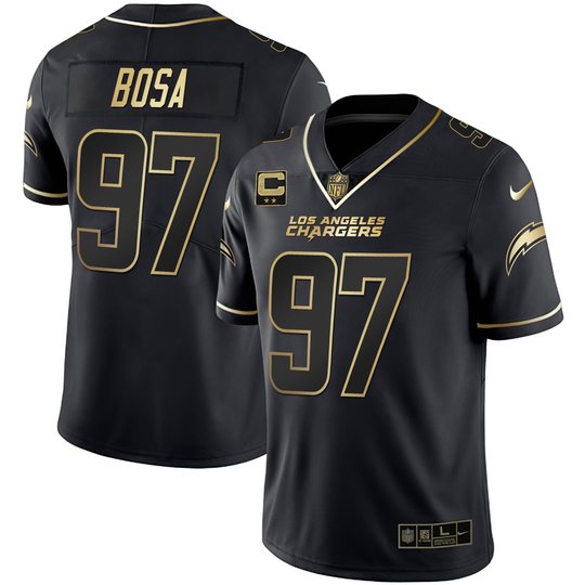 Women's Los Angeles Chargers White Gold & Black Gold Jersey - All Stitched