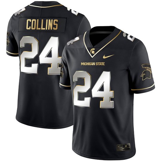 Men's Spartans Black Limited & Gold Vapor Jersey - All Stitched