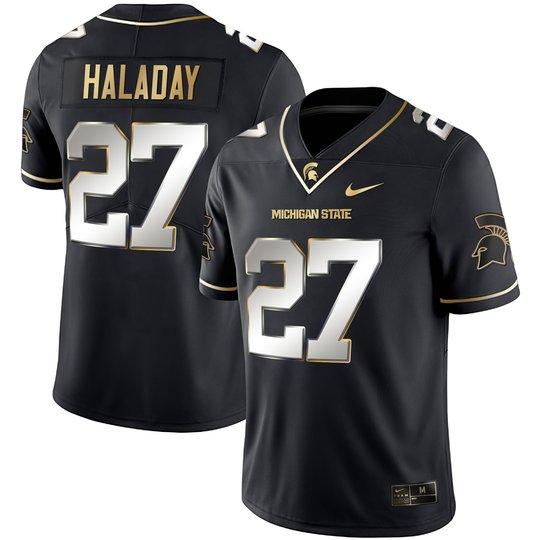 Men's Spartans Black Limited & Gold Vapor Jersey - All Stitched