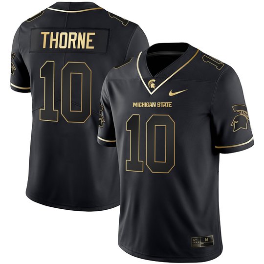 Men's Spartans Black Limited & Gold Vapor Jersey - All Stitched