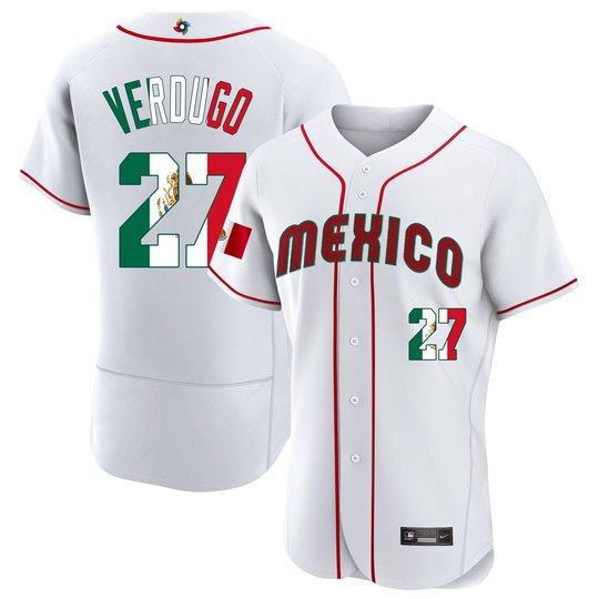 Men's Mexico 2023 World Baseball Flex Base Flag Jersey - All Stitched
