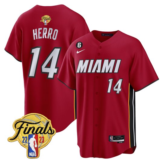 Men's Miami Heat 2023 Finals Baseball Cool Base Jersey - All Stitched