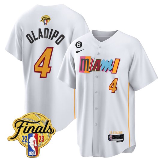 Men's Miami Heat 2023 Finals Patch Baseball Jersey V2 - All Stitched