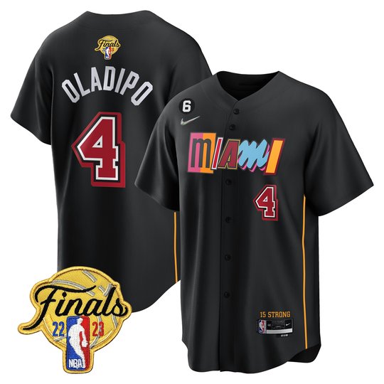 Men's Miami Heat 2023 Finals Patch Baseball Jersey V2 - All Stitched