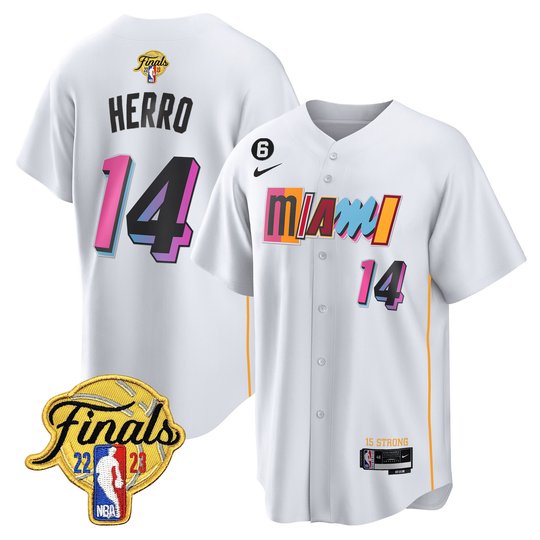 Men's Miami Heat 2023 Finals Patch Baseball Jersey V2 - All Stitched