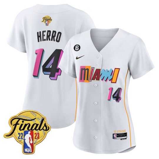 Women's Miami Heat 2023 Finals Patch Baseball Jersey V2 - All Stitched