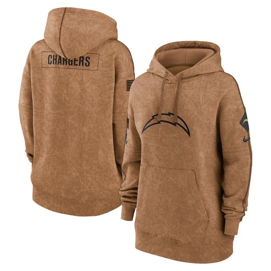 Los Angeles Chargers 2023 Salute To Service Brown Hoodie - Printed