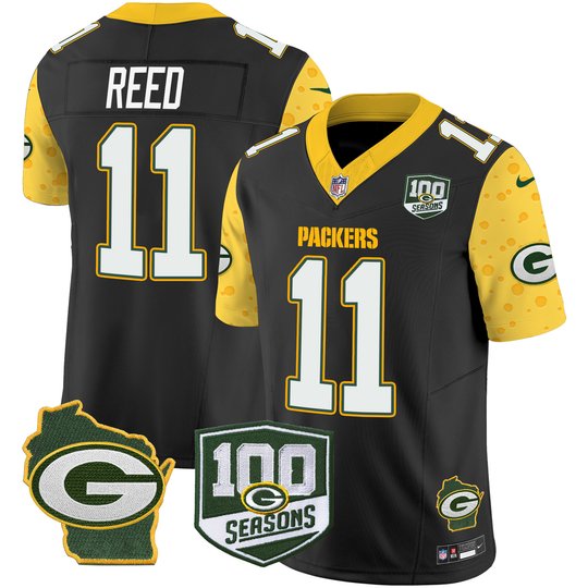 Men's Packers 100th Season & Home Patch Cheese Vapor Limited Jersey – All Stitched