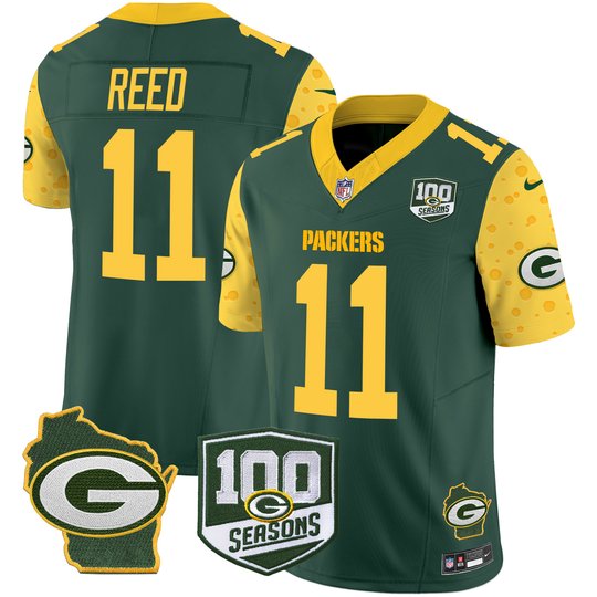 Men's Packers 100th Season & Home Patch Cheese Vapor Limited Jersey – All Stitched
