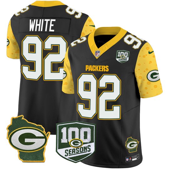 Men's Packers 100th Season & Home Patch Cheese Vapor Limited Jersey – All Stitched