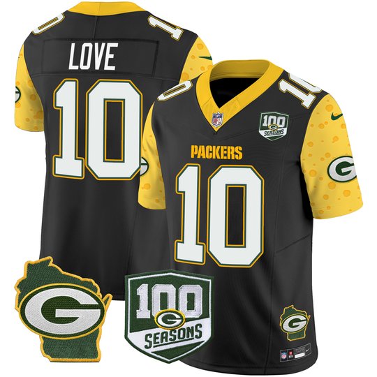 Men's Packers 100th Season & Home Patch Cheese Vapor Limited Jersey – All Stitched