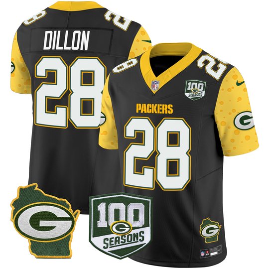Men's Packers 100th Season & Home Patch Cheese Vapor Limited Jersey – All Stitched