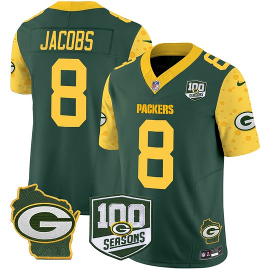 Men's Packers 100th Season & Home Patch Cheese Vapor Limited Jersey – All Stitched