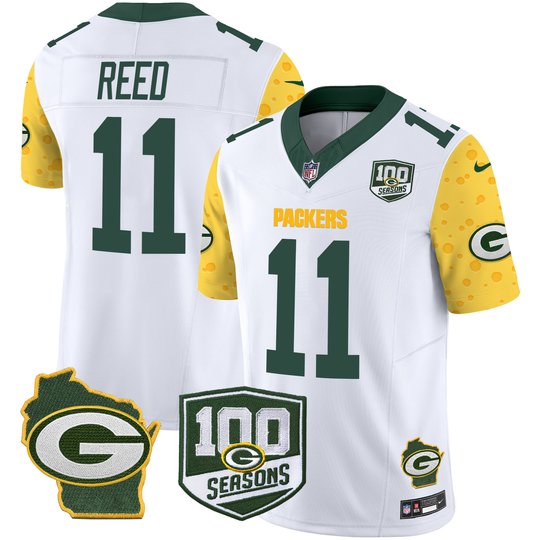 Men's Packers 100th Season & Home Patch Cheese Vapor Limited Jersey – All Stitched