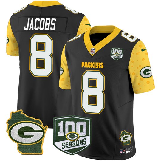 Men's Packers 100th Season & Home Patch Cheese Vapor Limited Jersey – All Stitched