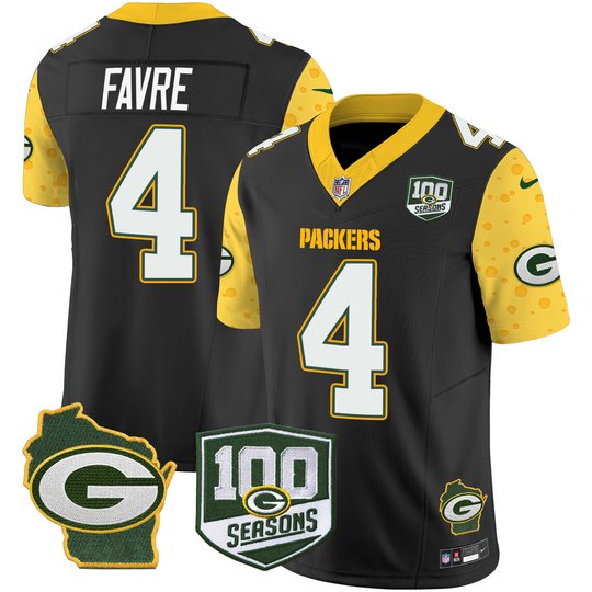 Men's Packers 100th Season & Home Patch Cheese Vapor Limited Jersey – All Stitched