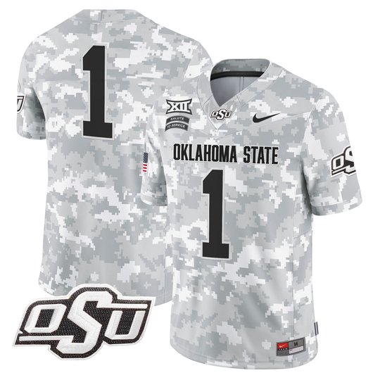 Oklahoma State Cowboys 2024 Salute to Service Vapor Limited Jersey - Arctic Camo - All Stitched