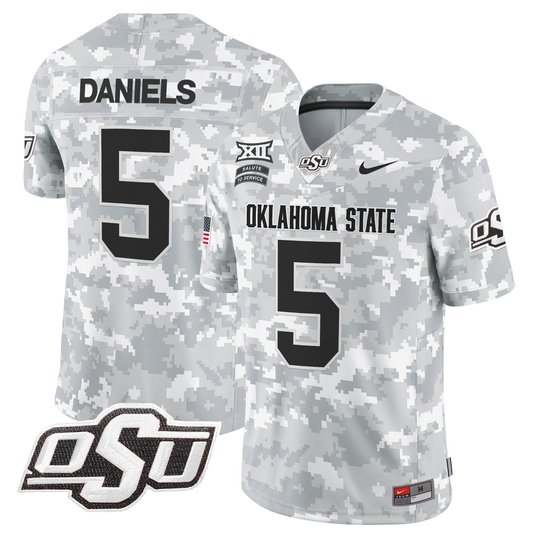 Oklahoma State Cowboys 2024 Salute to Service Vapor Limited Jersey - Arctic Camo - All Stitched