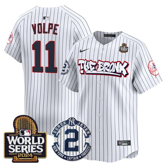 Men's Yankees The Bronx 2024 World Series Vapor Premier Limited Jersey V2 - All Stitched