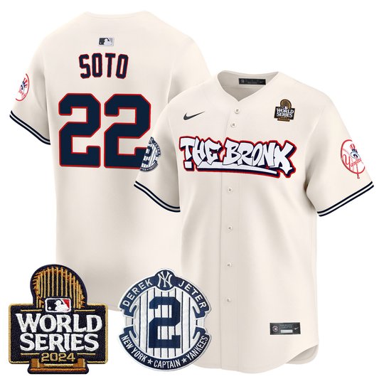 Men's Yankees The Bronx 2024 World Series Vapor Premier Limited Jersey V2 - All Stitched