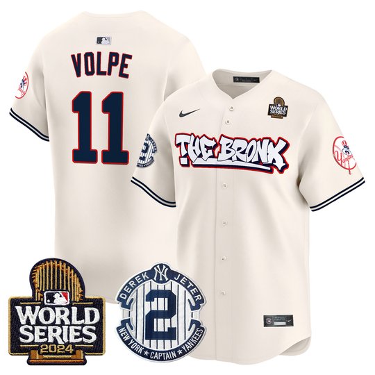Men's Yankees The Bronx 2024 World Series Vapor Premier Limited Jersey V2 - All Stitched