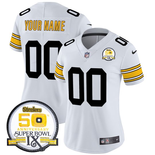 Steelers 50th Anniversary Of Super Bowl IX Patch Vapor Limited Custom Jersey - All Stitched
