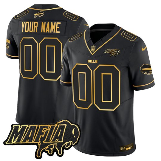 Buffalo Bills 2024 Bills Mafia Patch Gold Vapor Limited Custom Jersey - All Stitched