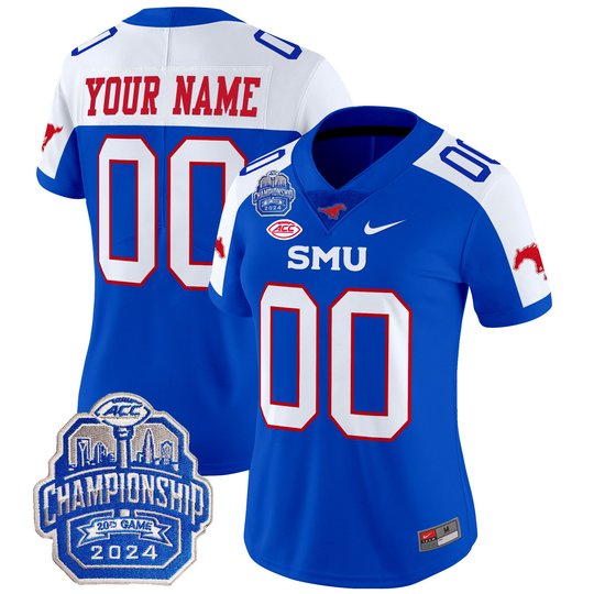 SMU Mustangs 2024 ACC Championship Patch Vapor Limited Custom Jersey - All Stitched