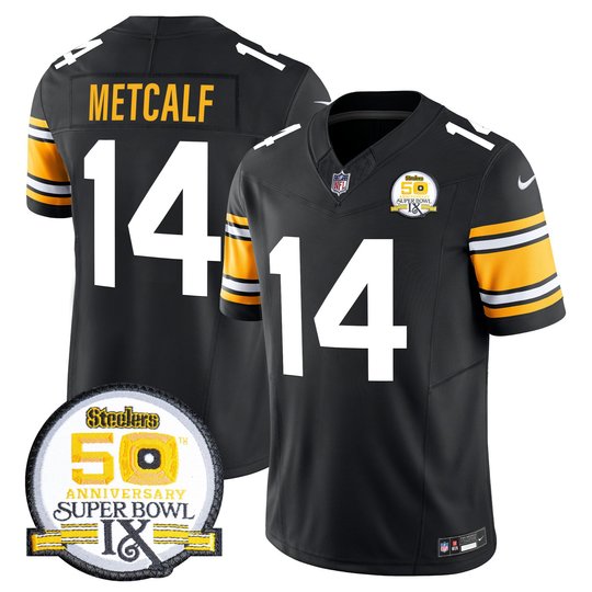 Men's Steelers 50th Anniversary Of Super Bowl IX Patch Vapor Limited Jersey - All Stitched