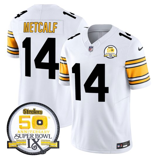 Men's Steelers 50th Anniversary Of Super Bowl IX Patch Vapor Limited Jersey - All Stitched